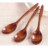 XDOBO 7-Inch Long Natural Wood Spoon, Chinese Style Handcrafted Soup Spoons, Set of 6