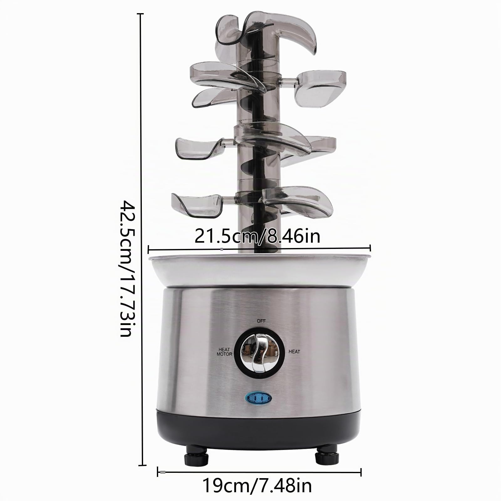 Fontaine à Chocolat à 4 étages,Fontaine à chocolat Fontaine à Chocolat électrique,Cascade à Chocolat,Fondue à Chocolat 150-190W Argent pour tremper divers Fruits Pâtisseries Bonbons