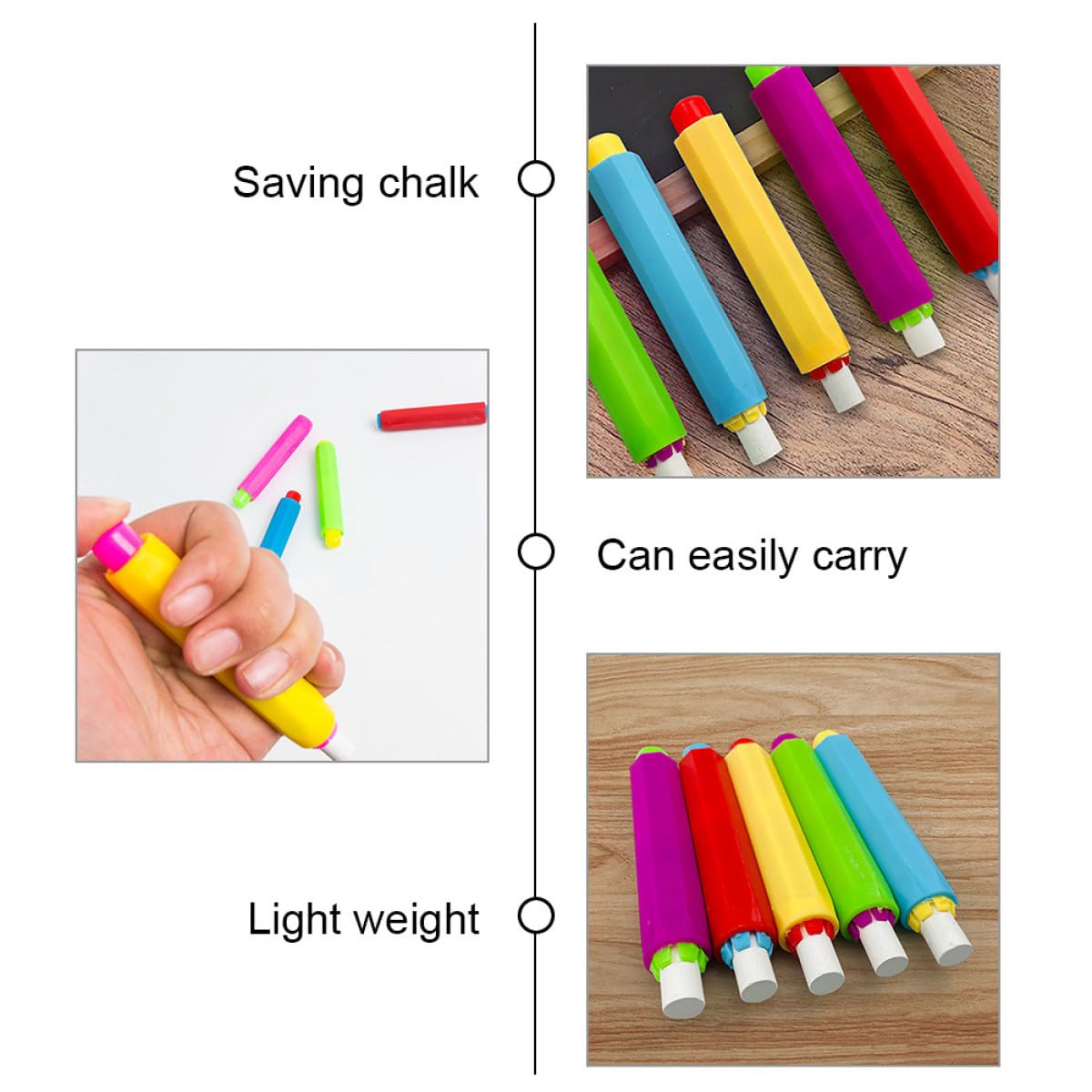 Zerodeko Lot de 25 Porte-craies Réglables en Plastique Pp Colorés, Clip de Protection pour Craies, Accessoires Scolaires Pratiques pour École, Bureau et Maison, Gardien de Plusieurs styles