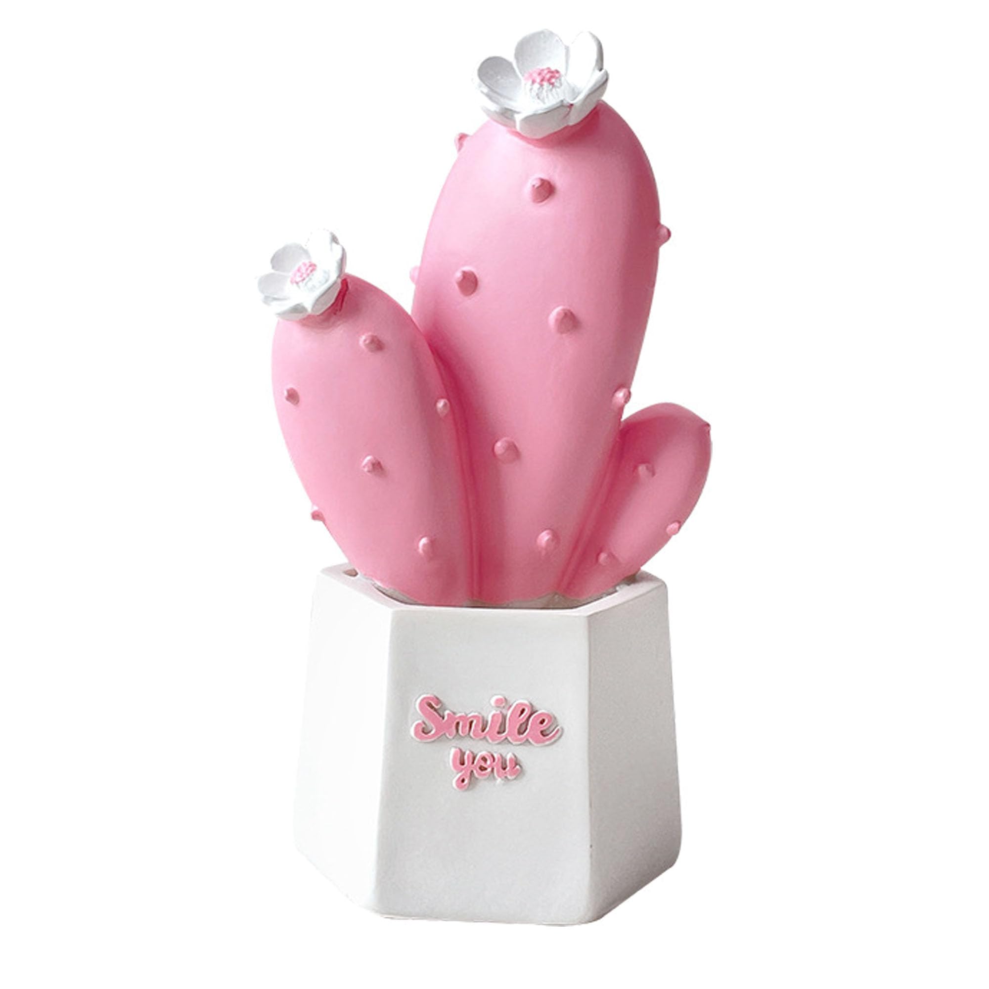 Estatua Cactus Moderno, Abstracto Adorno Salon Moderno, Abstracto Estatua Planta Resinoso Moderno, Artístico Figura Decoracion Salon, Ornamento Arte, Decoracion para Casa Hogar Salon Escritorio (Rosa)