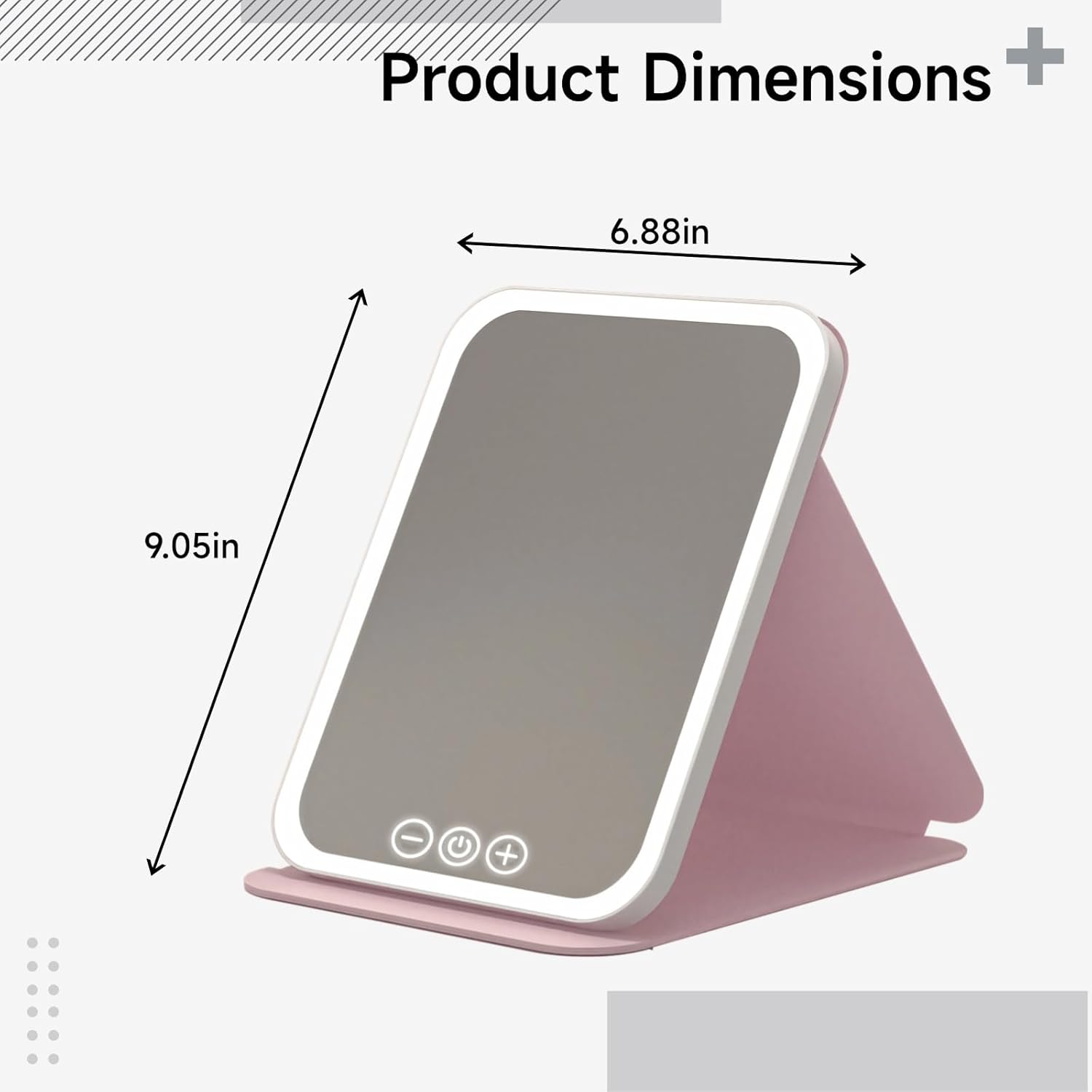 Rechargeable Travel Makeup Mirror with Led Lights, Touch Control, Foldable Design, Type-C Powered