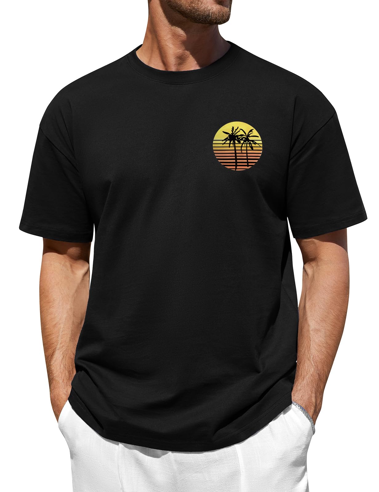 heekpek Tshirt Herren Sommer Oversize Baumwolle T-Shirts für Herren Männer Basic Classic T Shirt Rundhals Kurzarm Print Top