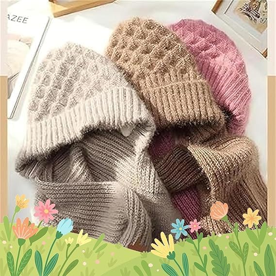 Friendlyk Winter Versatile Knitted Hooded Scarf, Hooded Scarf for Women, Hat with Scarfs Attached2