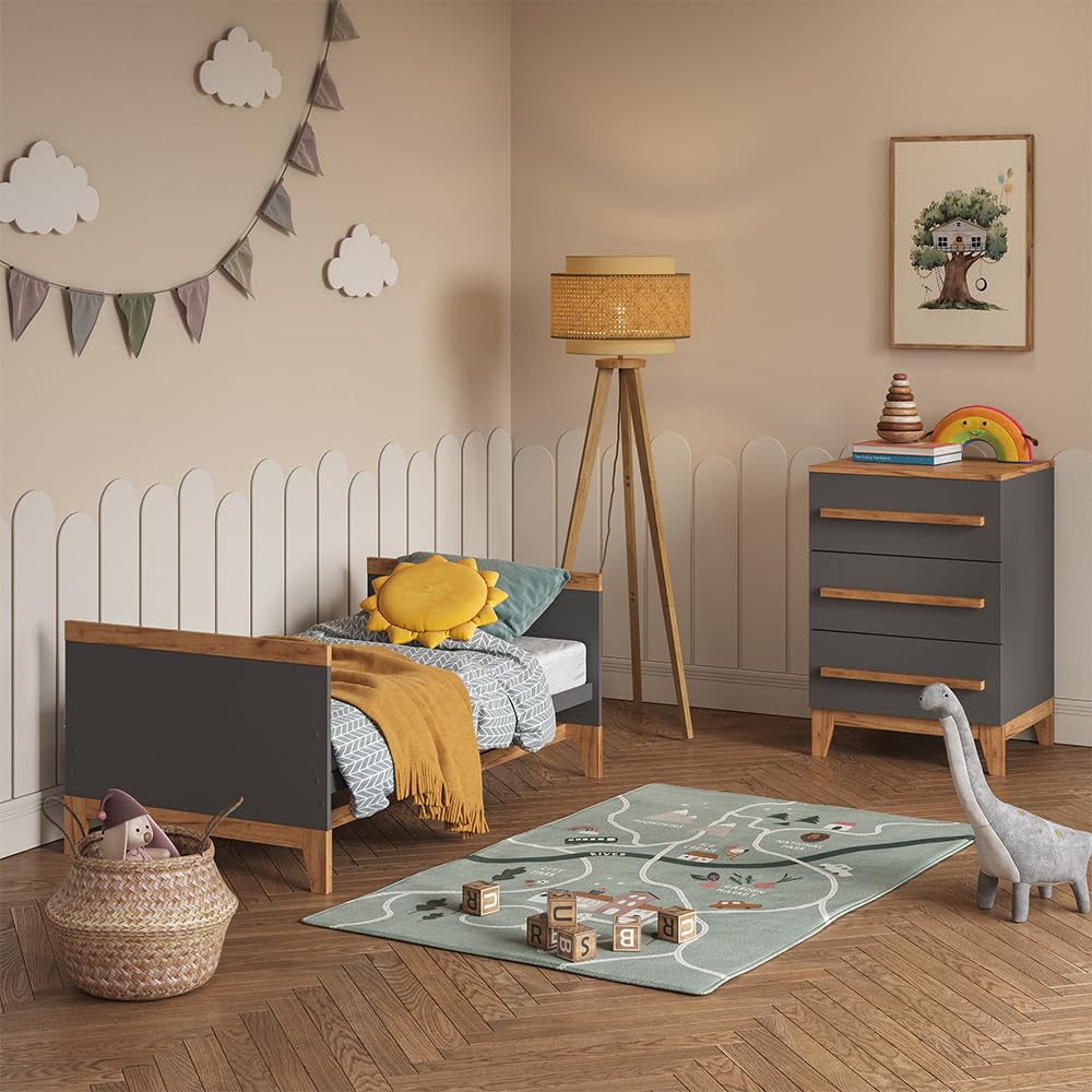 VitaliSpa Aparador Malia, Gris/Artisan, 60 x 88 cm con 3 cajones, Compatible con Otros Muebles de la Serie Malia