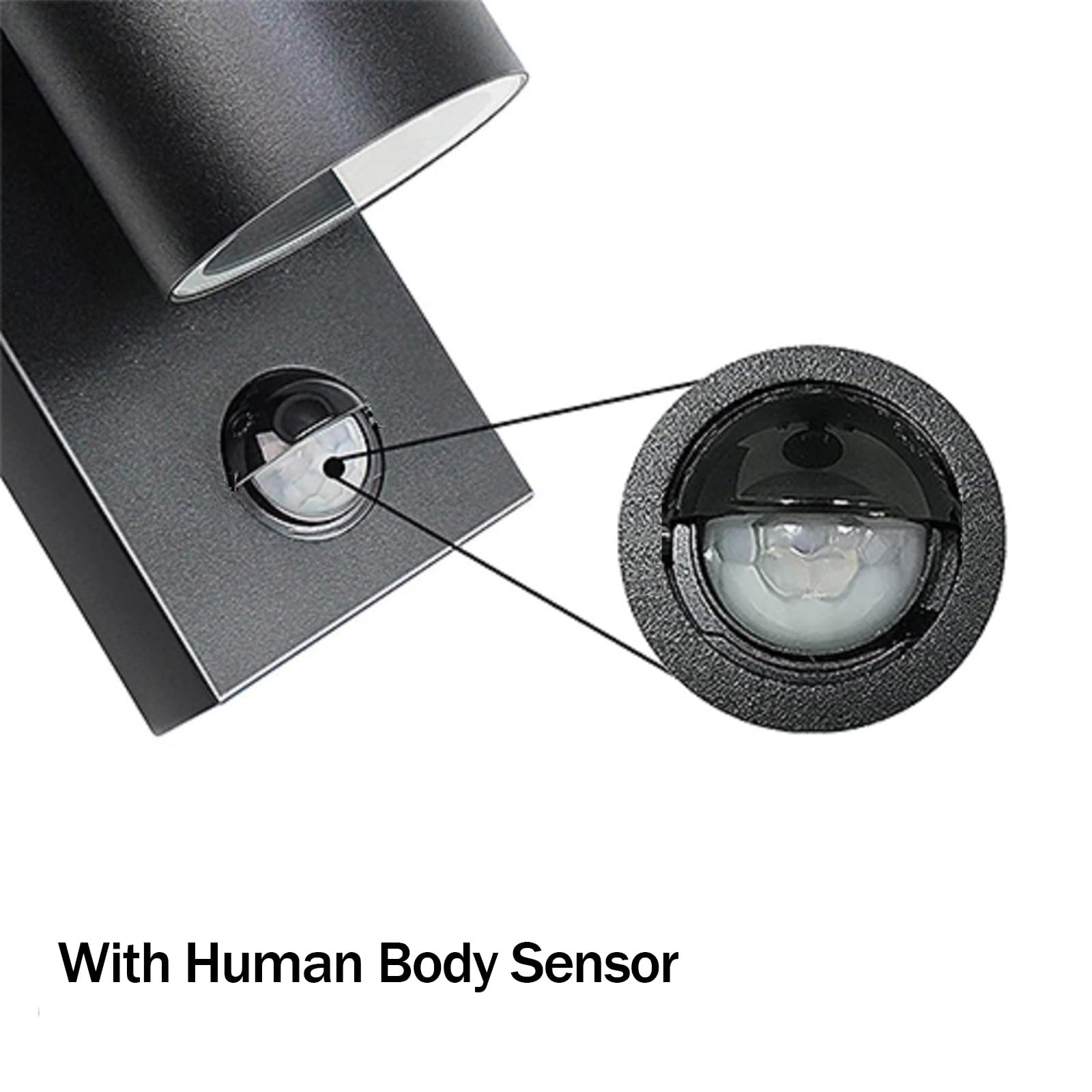 Applique da Parete per Esterni GU10 con sensore di Movimento, Illuminazione da Parete IP65 Impermeabile, in Alluminio Nero, Geometrica, per Veranda, terrazza, Garage, Bagno