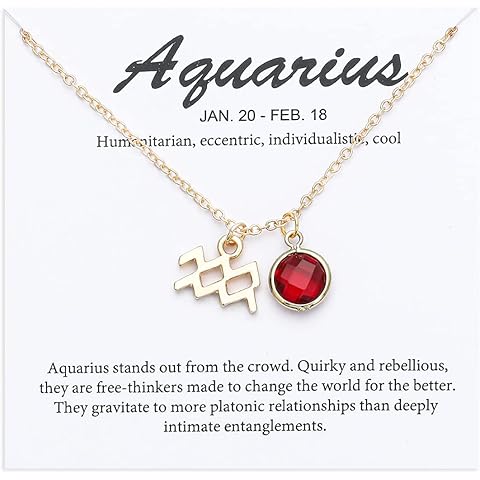 14k Gold Plated Zodiac Birthstone Crystal Pendant Necklace, Horoscope Sign Charm Ne...