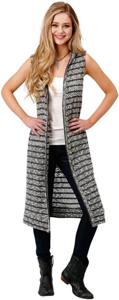 ROPER Western Sweater Womens Cardigan Hood Gray 03-029-0539-2010 GY