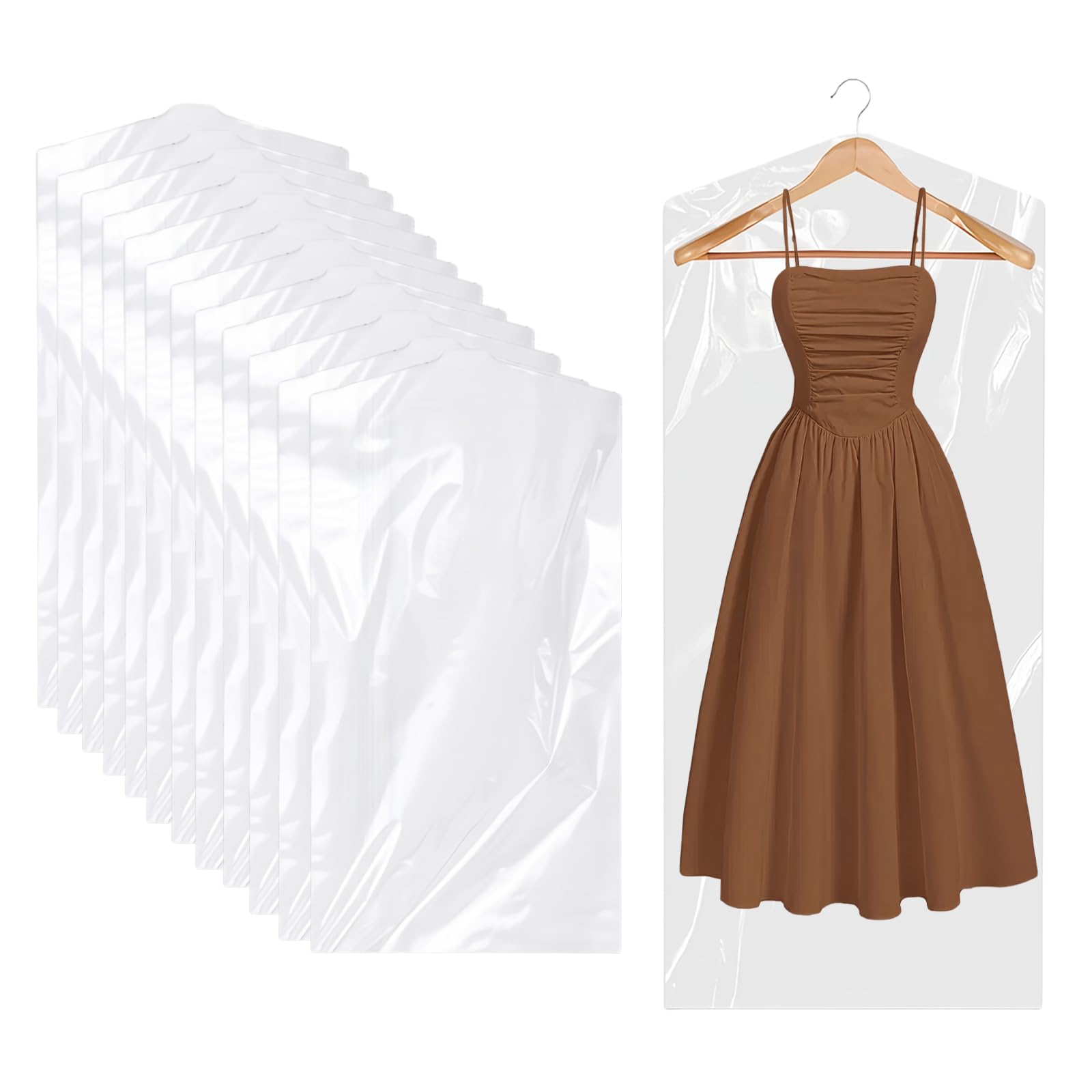 Jurktassen, 1 stuks zwarte kledinghoezen beschermende tassen, kledingtassen voor vrouwen lange kleding, kledinghoes voor trouwjurken, voor hangende kledingkastopslag en reisdraagtas, 60 cm x 180 cm