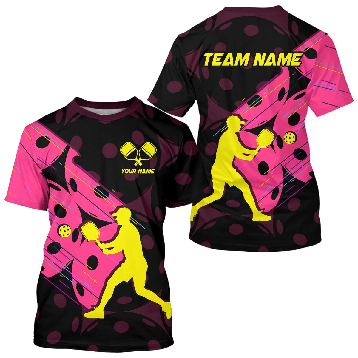 PIONAMZIOZ Custom Pickleball Shirts for Women Men Pickleball Jersey Personalized Pickleball Team Shirt Pickleball Clothes (US, Alpha, Small, 5X-Large, Regular, Regular, Pink)