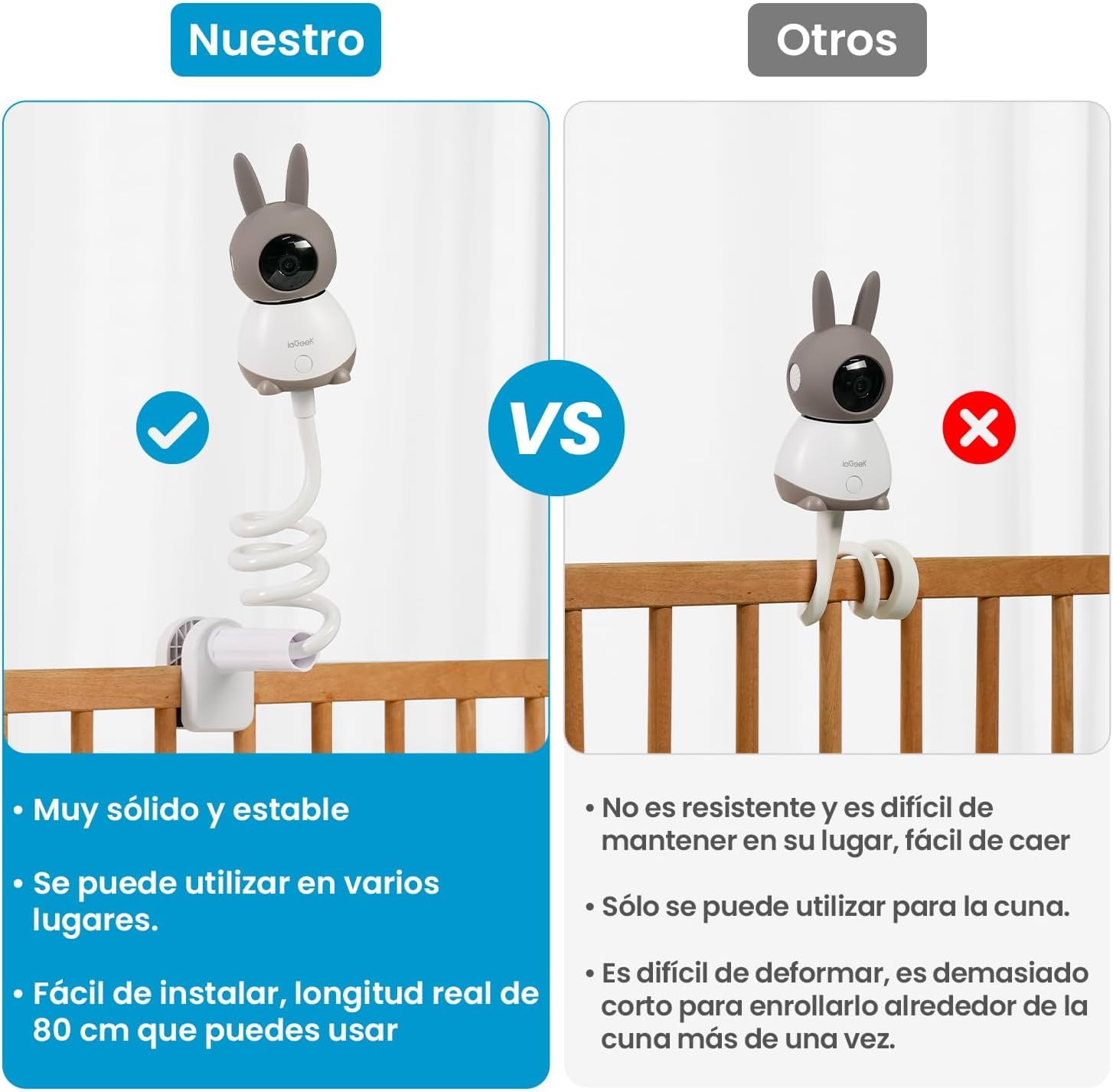 ieGeek Soporte Camara Vigilancia Bebe, Soporte Vigilabebes Universal para Cunas Bebe con Tornillo 1/4", Compatible Camara Baby 1T, Baby 4, y Otros Mayoría de Monitor Bebes