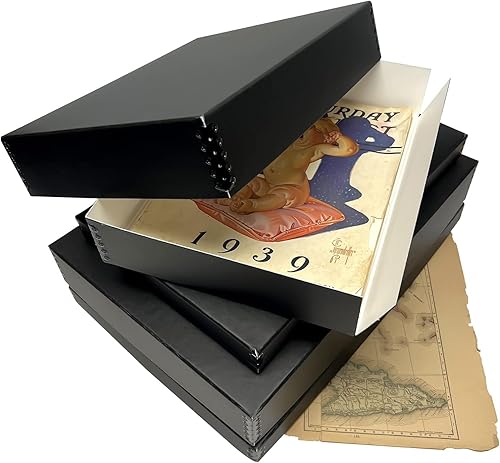 Miniatura 9 de Lineco Black 13x19 Museum Storage Box Removable Lid and Drop Front Design 13.5" x 19.5" x 1.5". Archival with Metal Edge. Preserve Longevity,