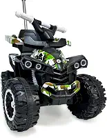 Quadriciclo Infantil Militar Uni Toys, Com Empurrador, Luz e Som, Cor Verde Camuflado.