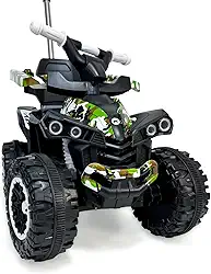 Quadriciclo Infantil Militar Uni Toys, Com Empurrador, Luz e Som, Cor Verde Camuflado.