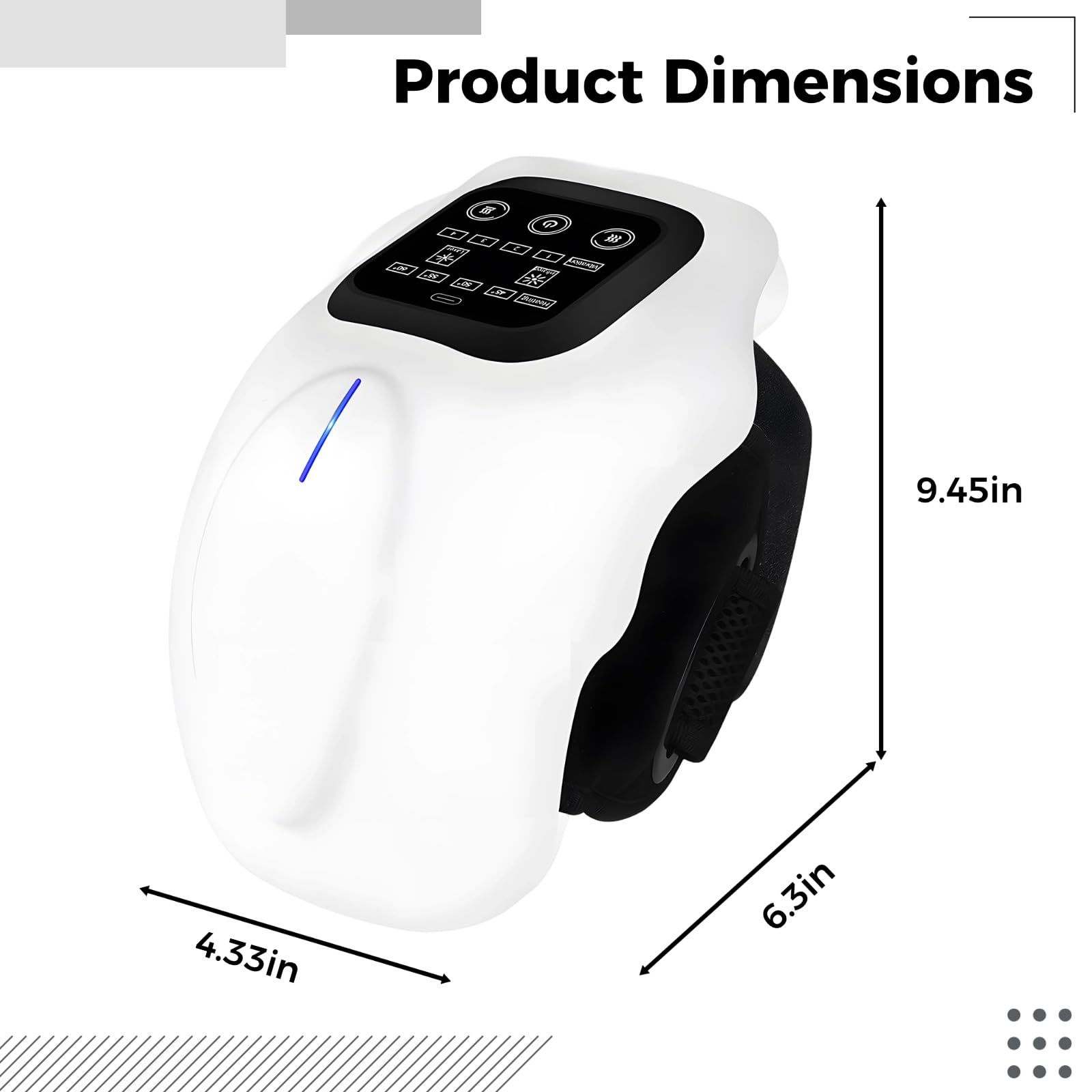 Masajeador de rodilla, recargable con calefacción por infrarrojos, soporte inalámbrico para aliviar el dolor, vibración de 3 niveles, pantalla LED, para rodilla, hombro, codo, tela, 24 x 16 x 11 cm
