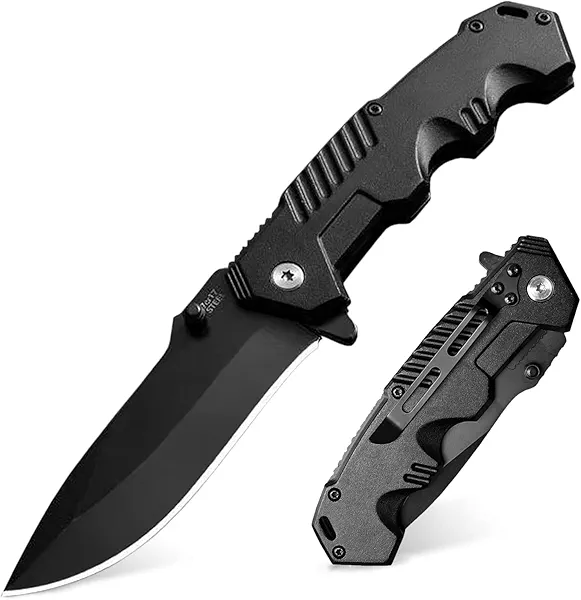 Pocket Knife for Men, Folding Knife with Clip, EDC Pocket Knives with Flipper Open and Liner Lock, Sharp Tactical Knife for Outdoor Survival Camping Hunting Fishing, Cool Knifes for Dad, Mens Gift