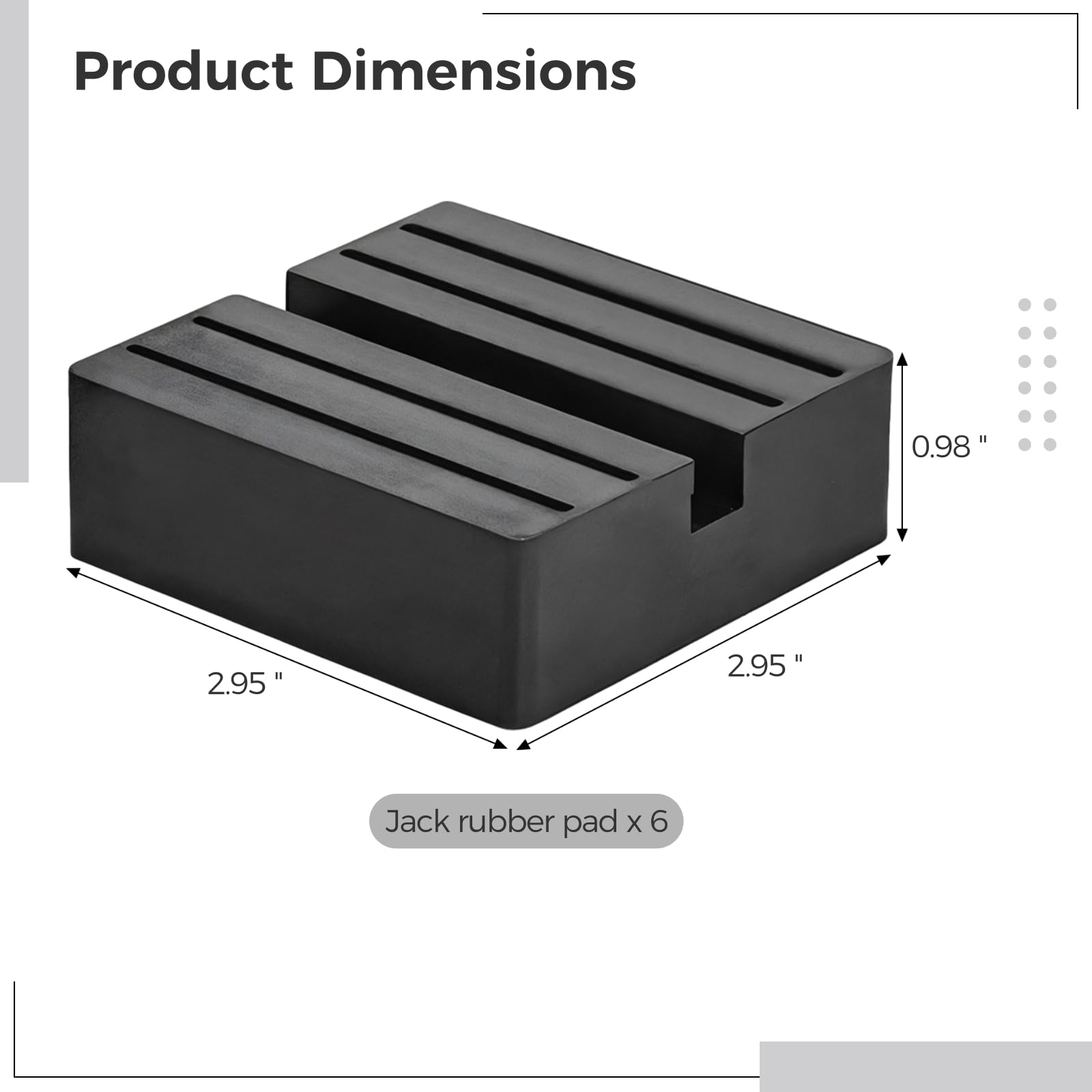 Wagenheber-Gummi-Pads, 7,5 x 7,5 x 2,5 cm, quadratischer Schlitz-Rahmen-Wagenheber-Pad-Adapter, schwarze Schienen-Quetsch-Schweißschützer für Autoheber, universelle Passform für die meisten Wagenheber