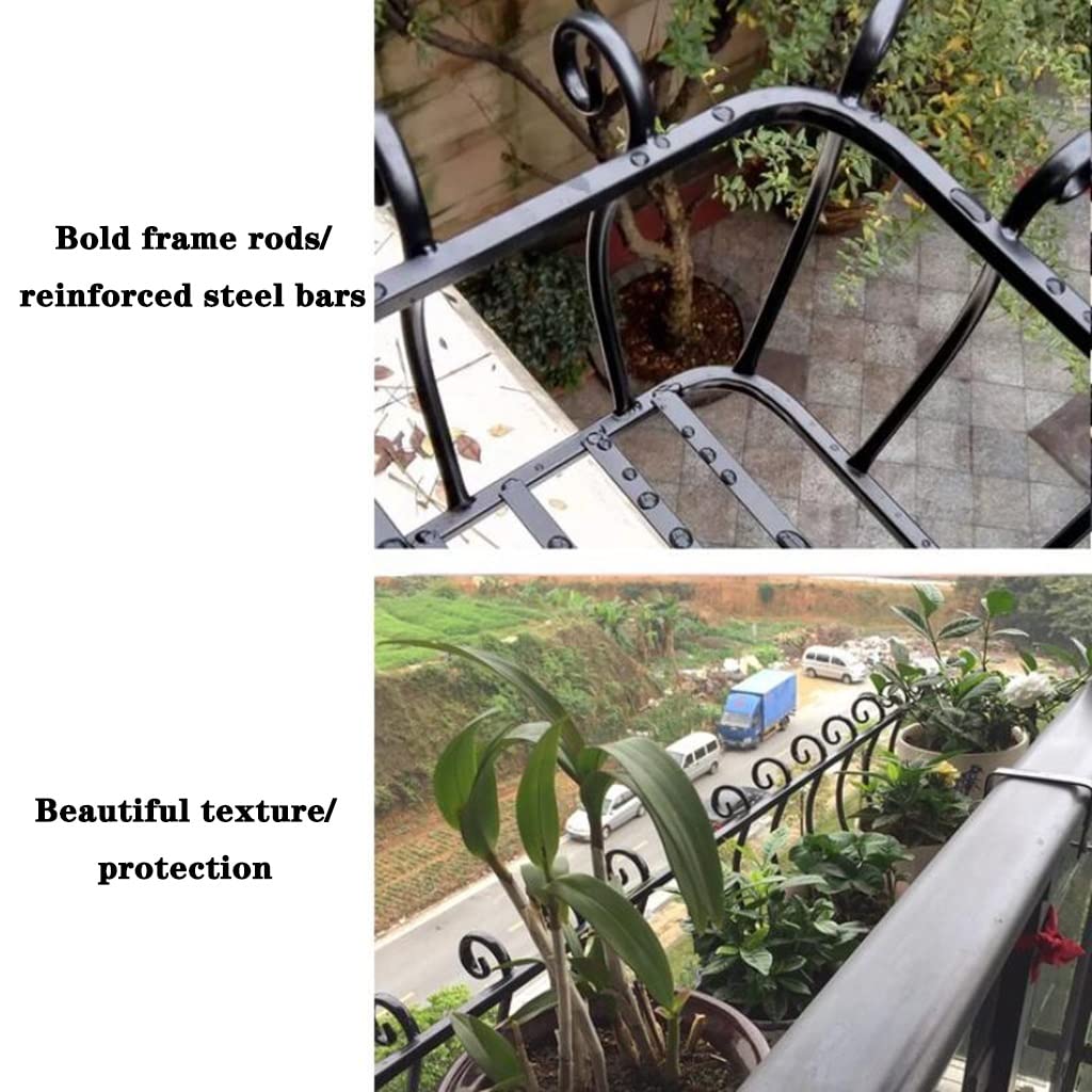 Portavasi da Balcone Rettangolare - Nero Portavaso da Appendere in Ferro Esterni - Porta Fioriere da Balcone Ringhiera per Veranda, Recinto, Esterni Decoro (51]x15cm/20x5.9in