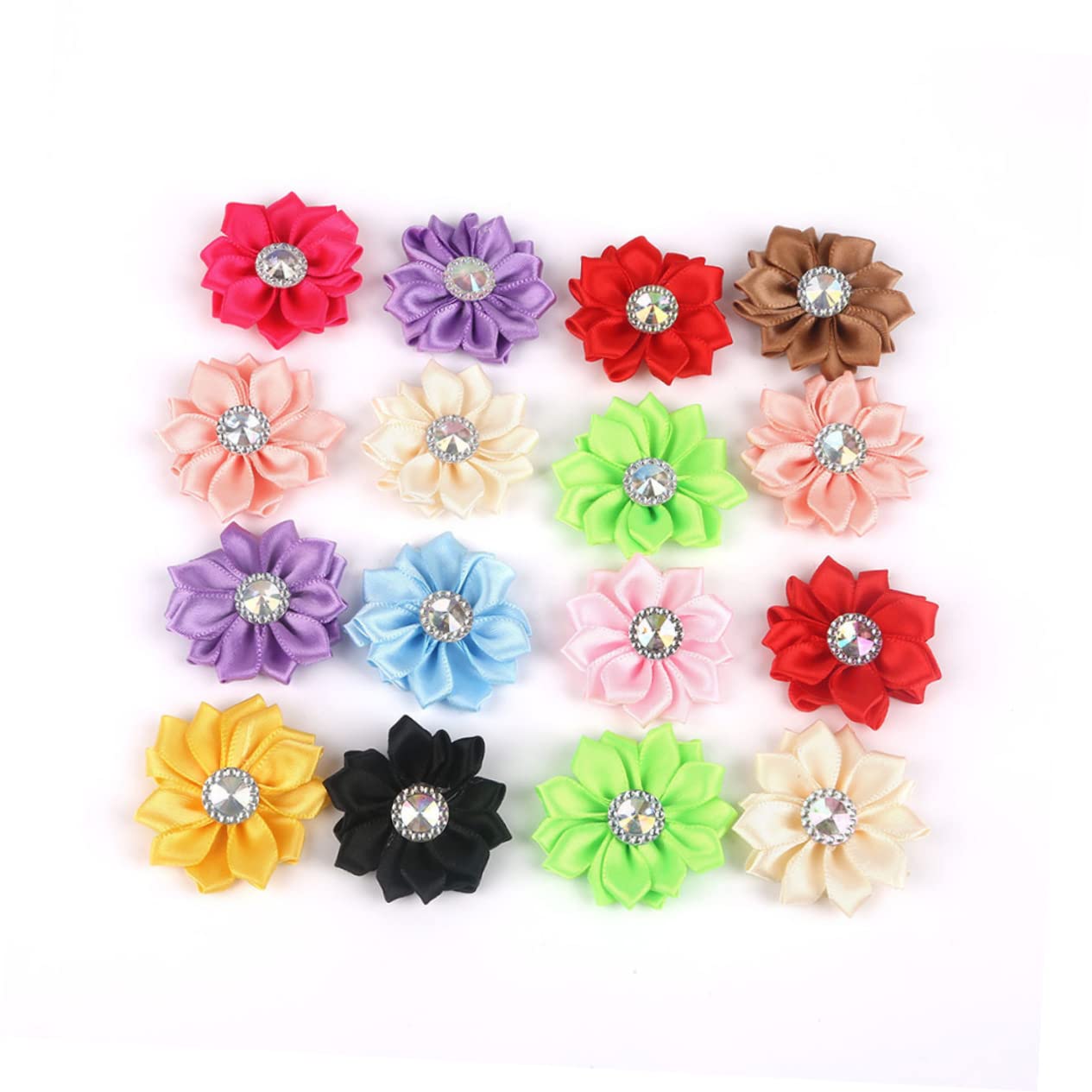 Lot De 20 Fleurs En Mousseline De Soie Avec Strass Et Perles Pour Femmes Et Filles, Loisirs Créatifs, Bouquets De Mariage, Emballage Cadeau, Accessoires Pour Cheveux (blanc