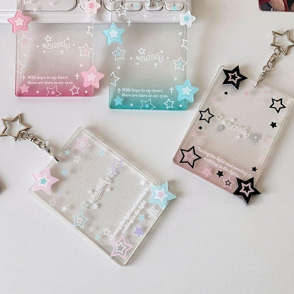 Lot De 4 Porte-Cartes Photo Star, Porte-clés Transparents Y2k, en Acrylique, Mignons, pour Album Photo