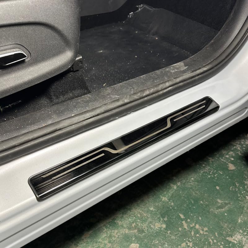 4PCS Door Sill Guard for Buick Enclave 2008–2025 2026 C1XX, Stainless Steel Door Sill Protector, Anti-Scratch Door Entry Guard, Scuff Plate, Car Welcome Pedal, Auto Accessories,A-Black