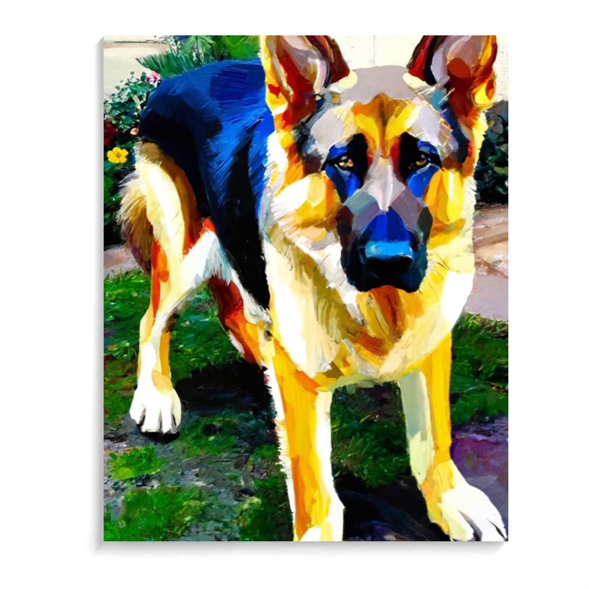 DIY Paint by Number for Adults Beginner German Shepherd Dog Paint by Number on Canvas DIY Oil Painting for Gift Home Wall Decor 12x16inch(30x40cm) Frameless