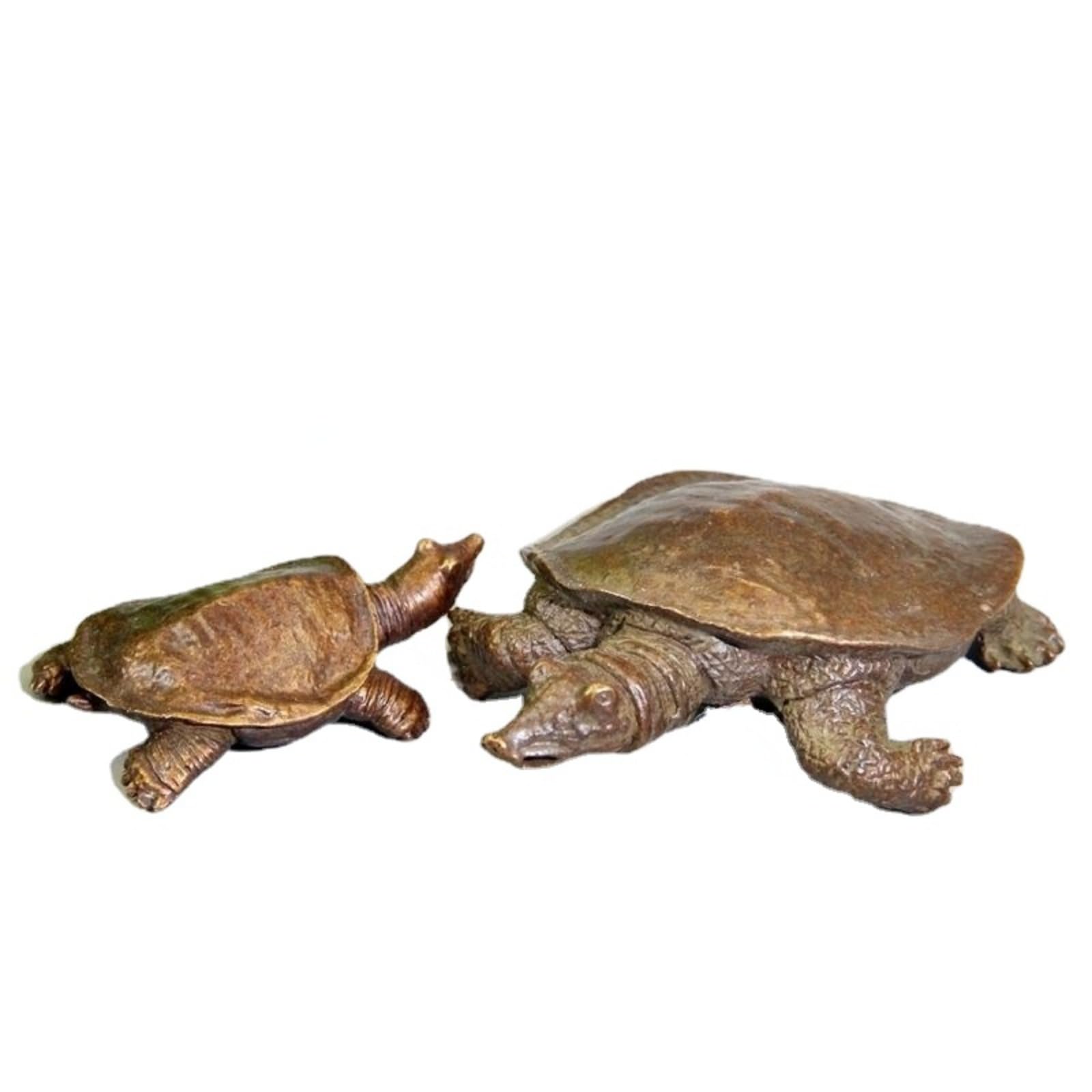 NGDFGR 2Pcs Retro Brass Mother-Son Turtle Model Miniature Figurines,Bronze Animal Tortoise Statue Sculpture Crafts Collection Desktop Ornament Bonsai Micro Landscape Sand Table