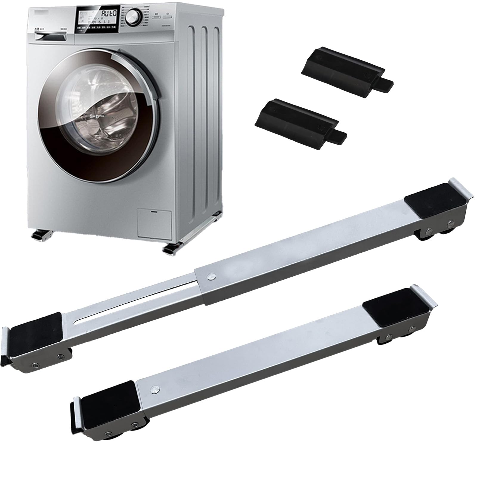 Yolizor Heavy Duty Appliances Rollers 17.7"-27.6" Adjustable Furniture Moving Roller with Locking Brakes Washing Machine Sliders for Refrigerator Washer Dryer Up to 660 lbs (Grey)