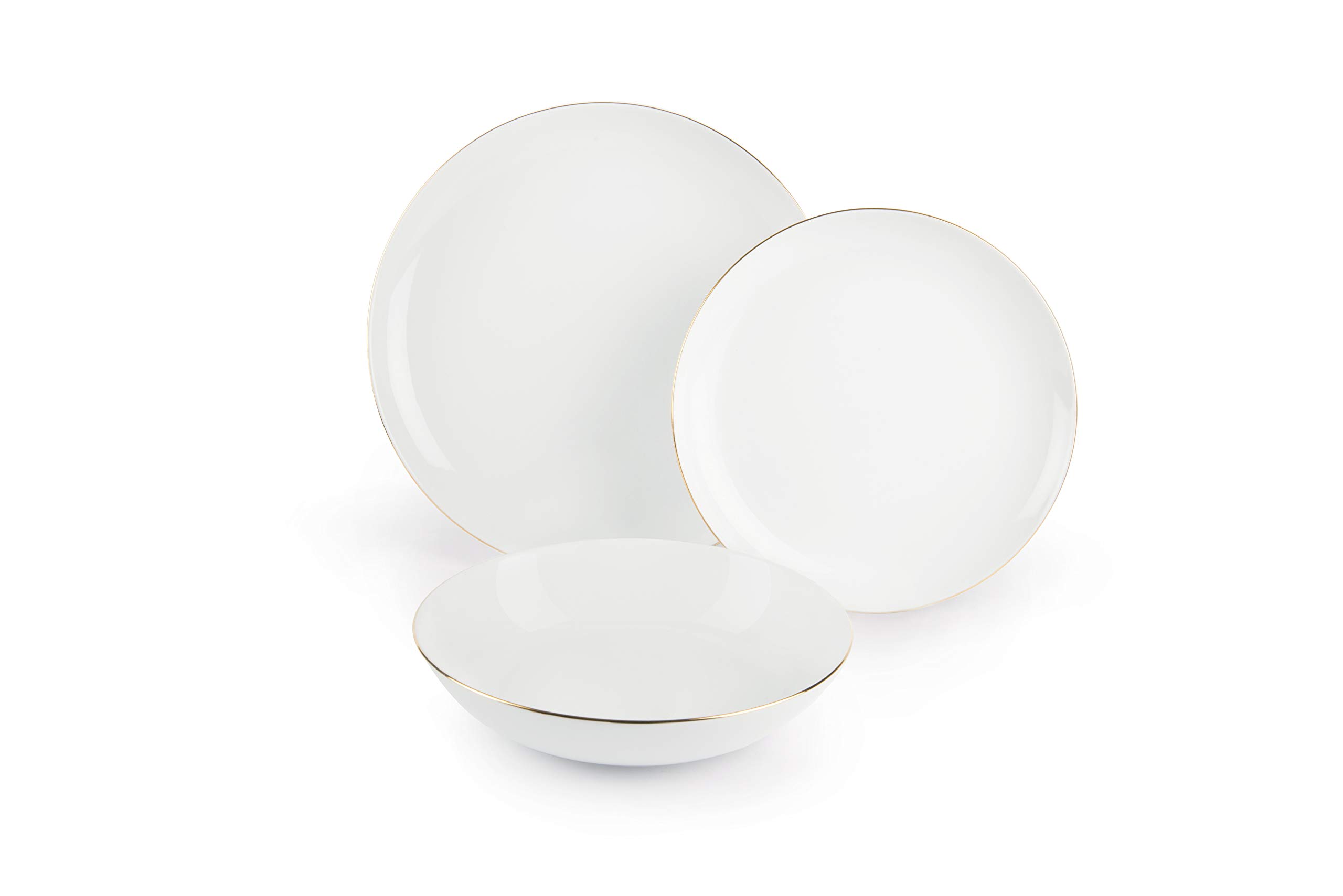 Excelsa 61457 Servizio di Piatti, Porcellana, Bianco, 27x27x3 cm, 18 Unità
