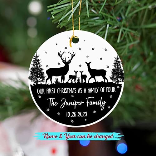 Miniatura 2 de Adorno de Navidad personalizado para la primera familia de renos, nuestra primera Navidad como familia de cuatro adornos, familia de 4 adornos