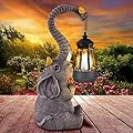 ILLUMINEW Solar Outdoor Garden Decor Elephant Statues Lights, Lucky Elephant Unique Mom Birthday Gifts for Mom, Housewarming Gifts and Yard Decoration, Cute Birds Garden Sculpture Decor