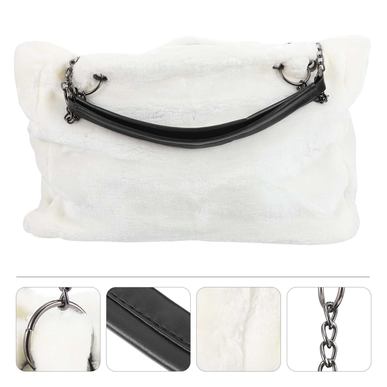 SOIMISS Bolsa de Asas Elegante Bolsa de Asas de Peluche Bolso de Cadena Bolso Fuzzy de Gran Capacidad para Compras Ourdoor