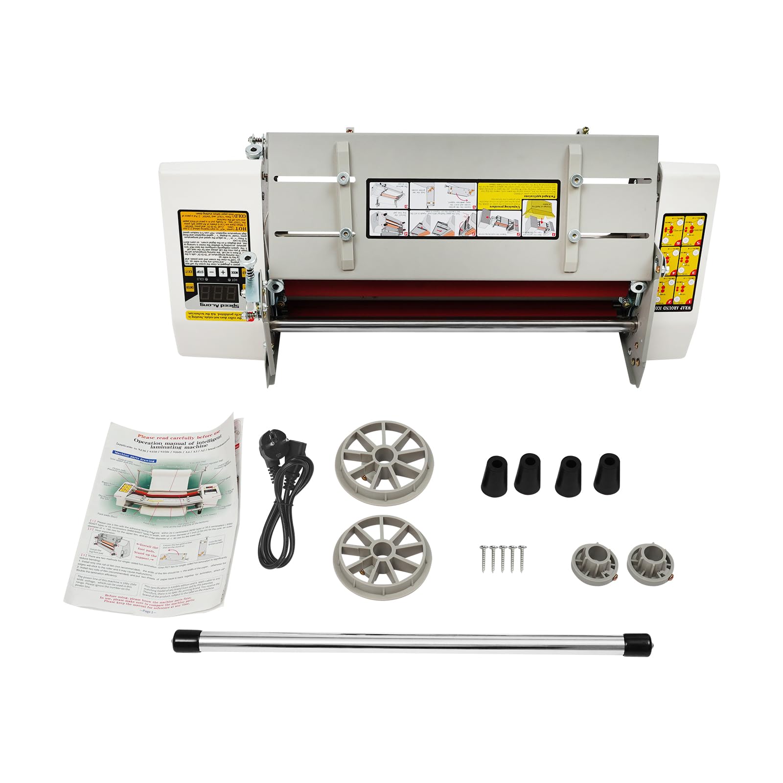 Plastificatrice a rulli monofacciale, laminatrice a caldo freddo con rulli e display digitale, plastificatrice professionale per documenti, foto e carte
