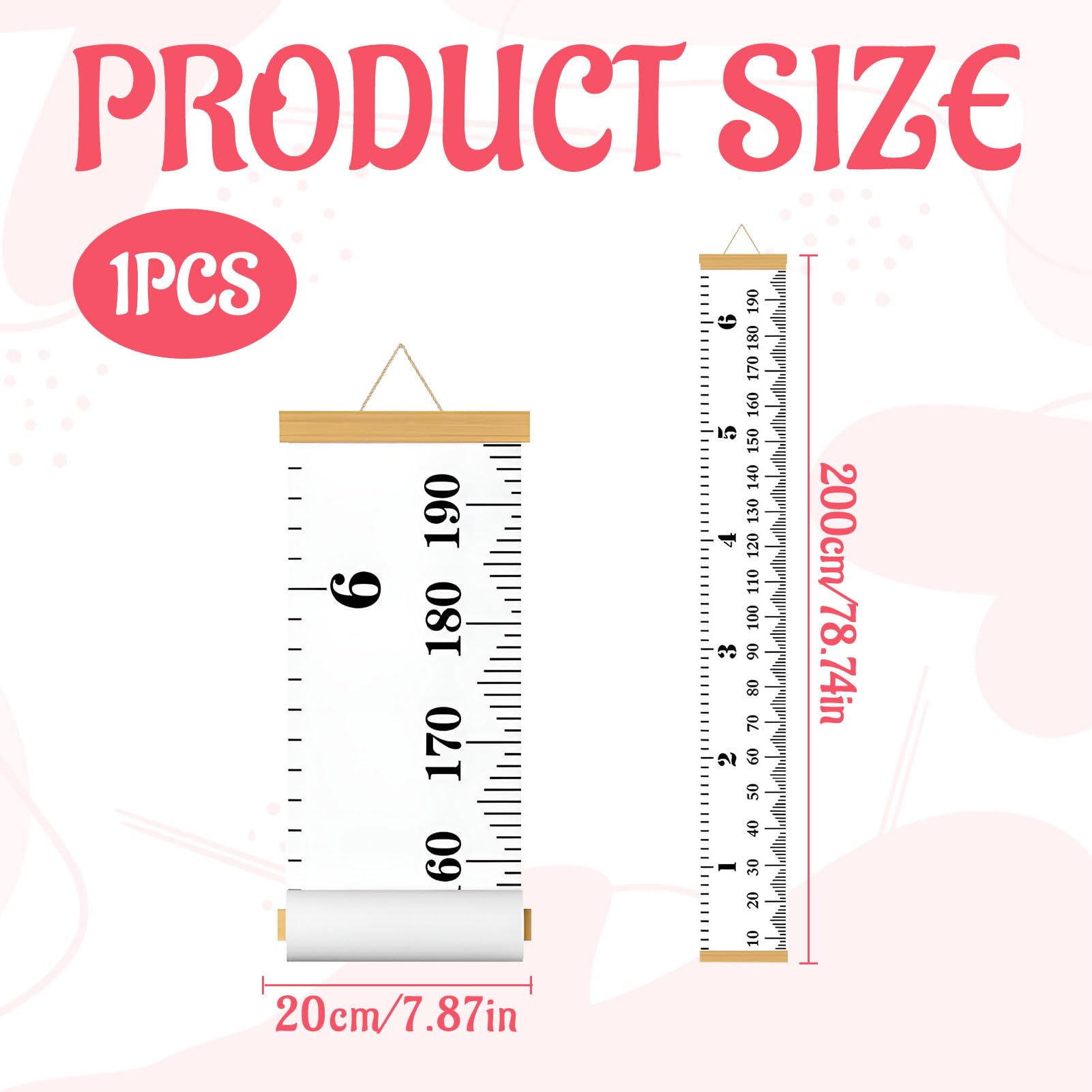 Kids Growth Chart Height Chart for Kids Removable Wall Decor for Kids Canvas Ruler,Kids Height Wall Chart,Height Chart Removable Wall Decor for Childrens Canvas Ruler for Accurate Measuring Height - Image 2