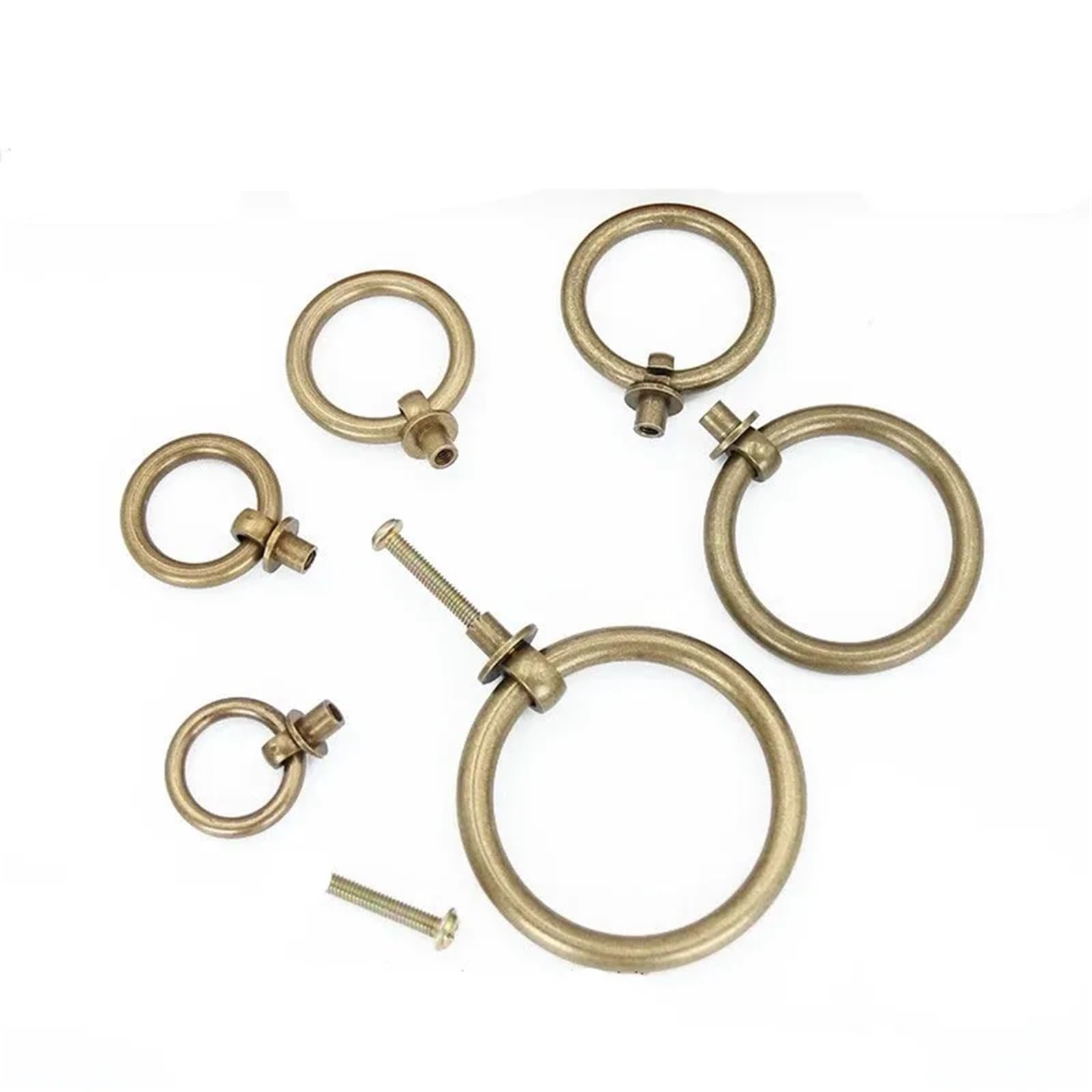 Ydhsikk Bronze Drawer Handles, Cabinet Drawer Ring Pull Handles Brass 2.5-5Cm Pack Of 12(,5Cm Ring)