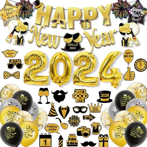 KQMGJYB Decoração de Ano Novo 2024, decoração de festa de ano novo 2024 balões feliz ano novo balões em forma de estrela látex balões festa fim de ano suprimentos para festas balões de festa