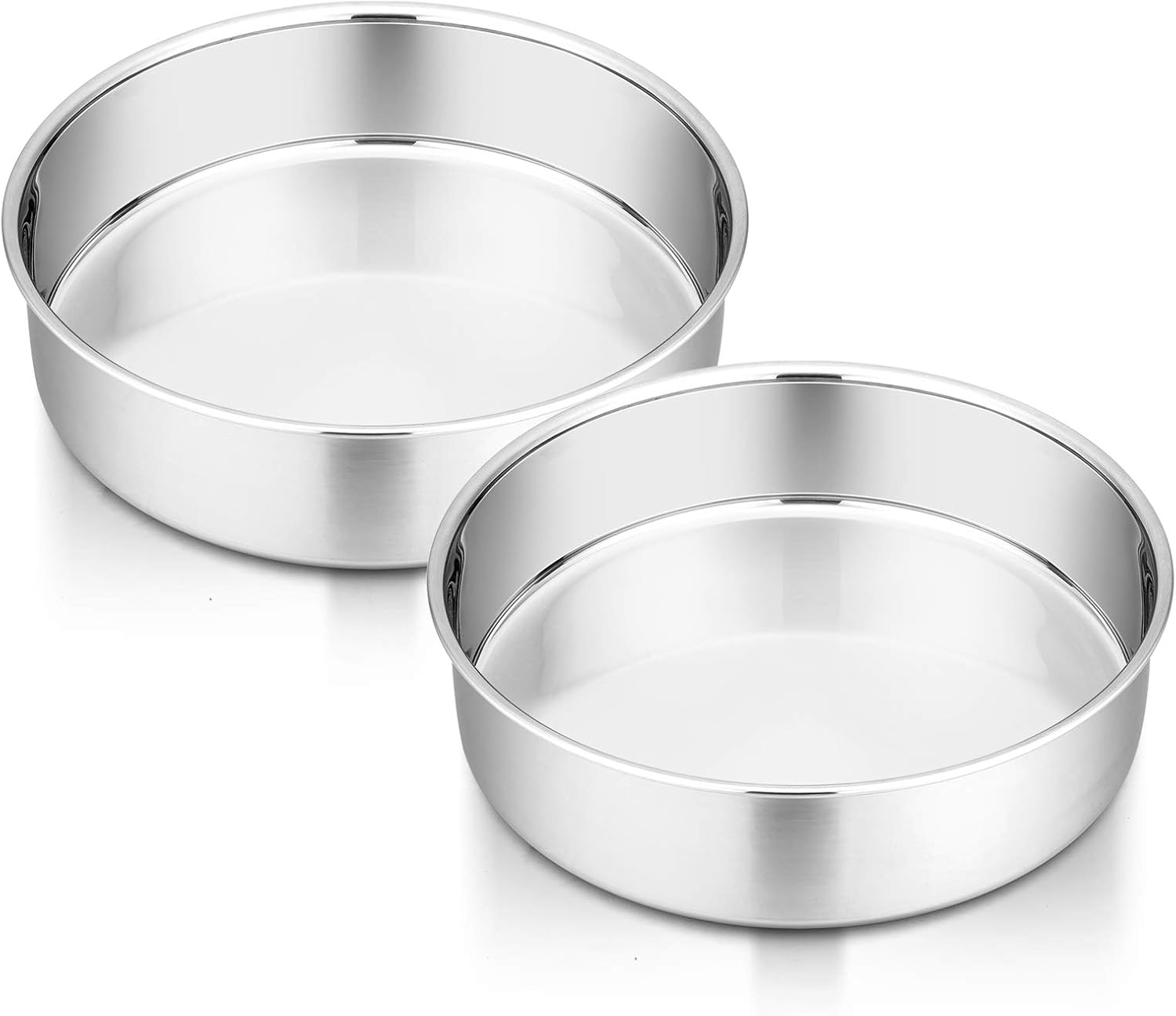 P&P CHEF 6 Inch Cake Pan Set of 2, Stainless Steel Round Baking Layer Cake Pans, Non Toxic & Healthy, Leak-proof & Easy Clean, Mirror Finish & Easy Releasing, Oven & Dishwasher Safe - Thumbnail 2