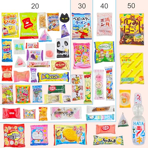 Sakura-Box-Japanese-Candy-Snacks-Dagashi-Set-Pamphlet-50-Pieces-Japanese-Food-Gift-Box