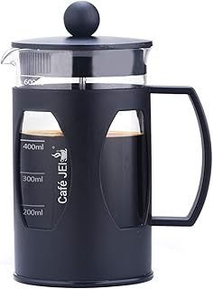 Cafe JEI French Press Coffee And Tea Maker 600ml With 4 Level Filtration System, Heat Resistant Borosilicate Glass (Black, Price In India