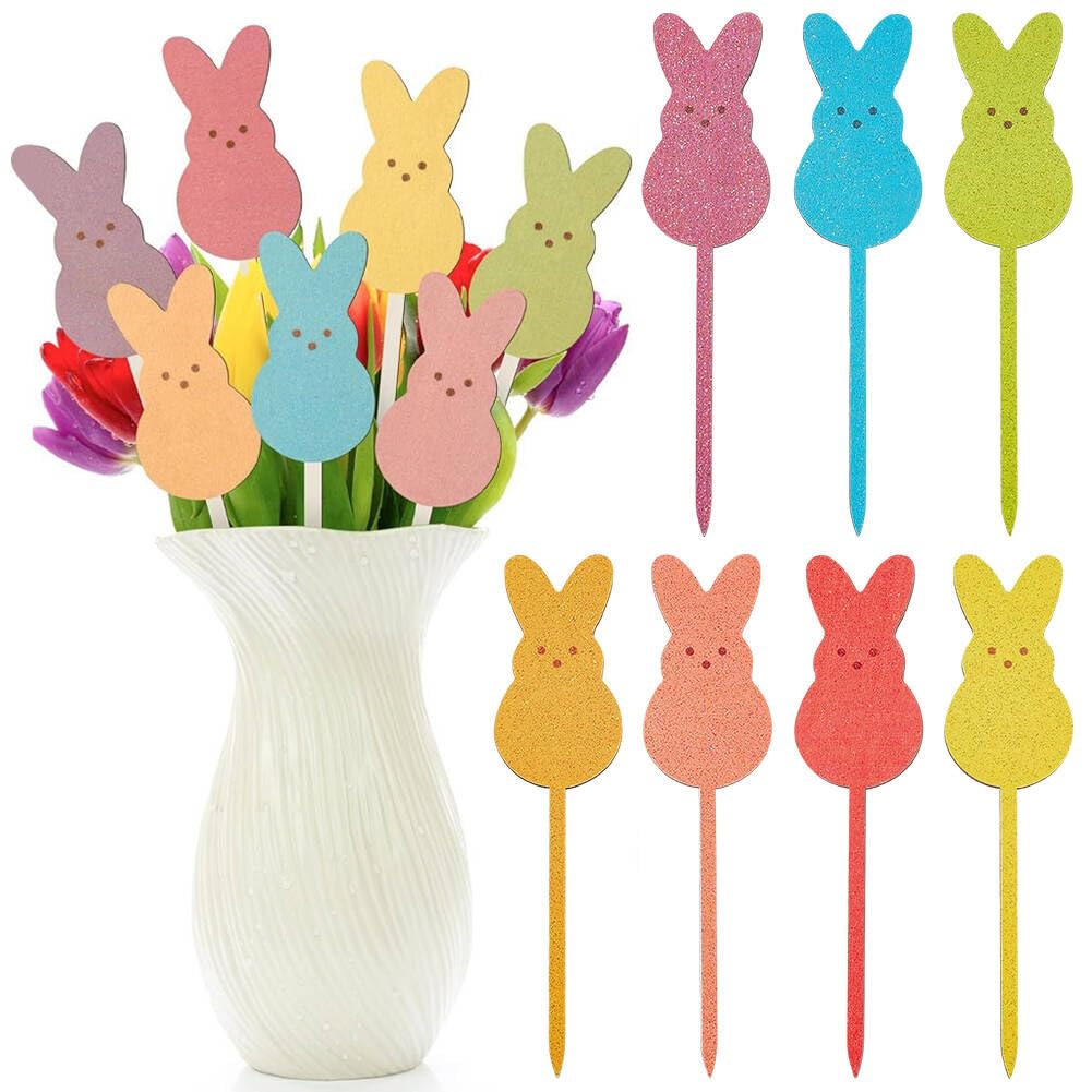 CREATCABIN 14 Pieces Rabbit Chopsticks for Easter Vase Decoration Colorful Wooden Spring Theme Rabbit Shape Boho Style for Farmhouse Table 16.5x4x0.2cm-image-37