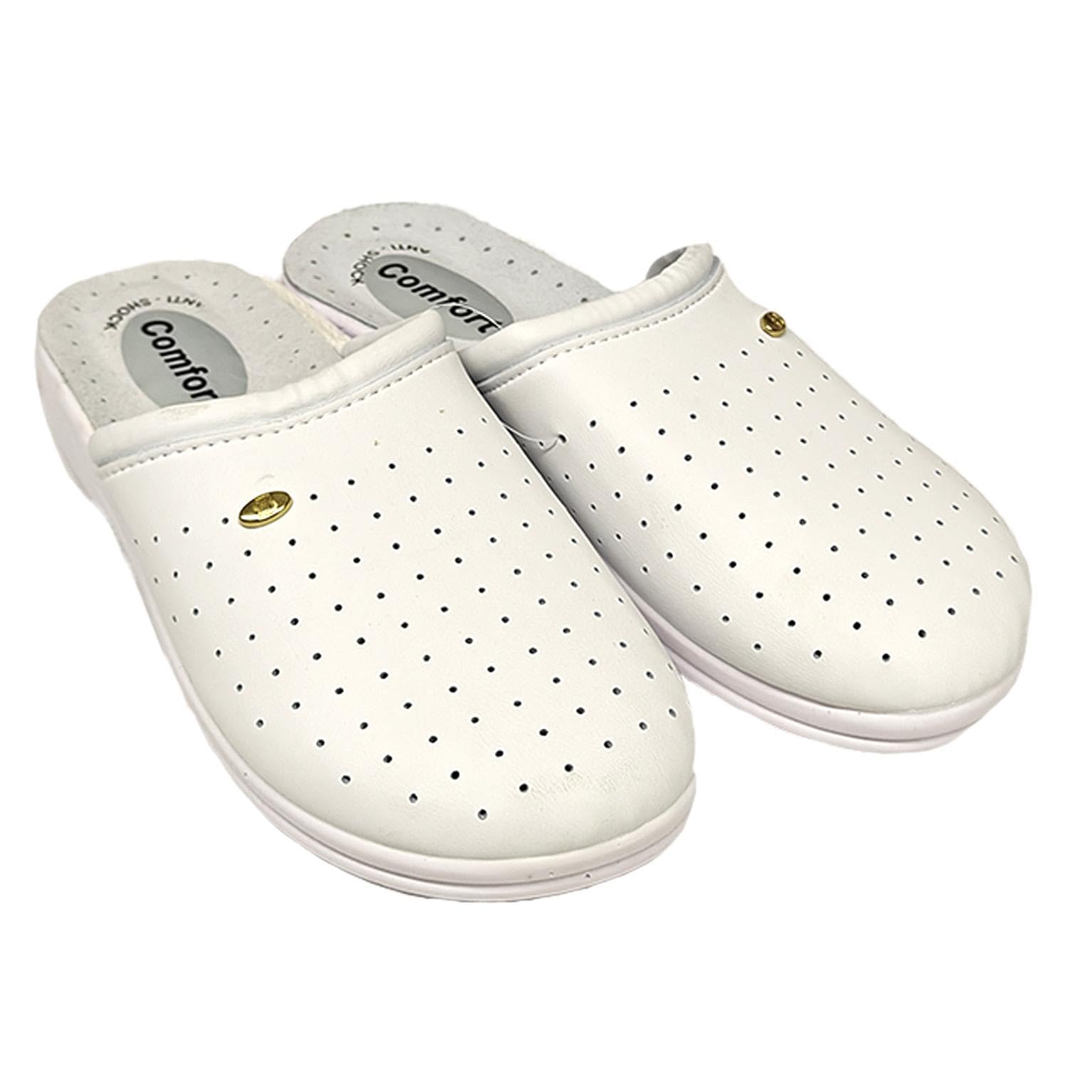 fratelliditalia.org Chaussons sanitaires femme semelle sabot antidérapant en cuir souple différentes couleurs