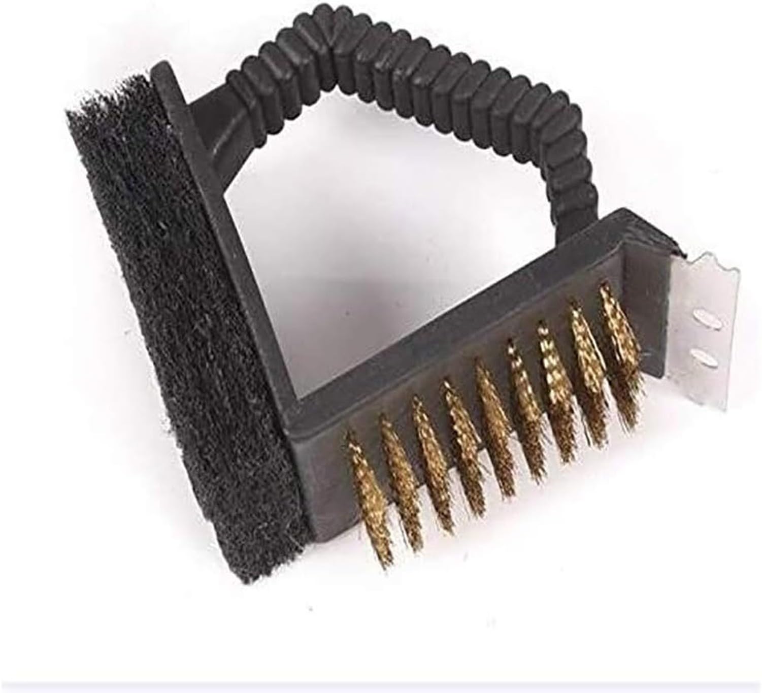 Cepillo de limpieza de barbacoa multifuncion 3 en 1 con esponja y raspador para parrilla, accesorio de limpieza duradero with Set di Spazzola in Acciaio e scovo
