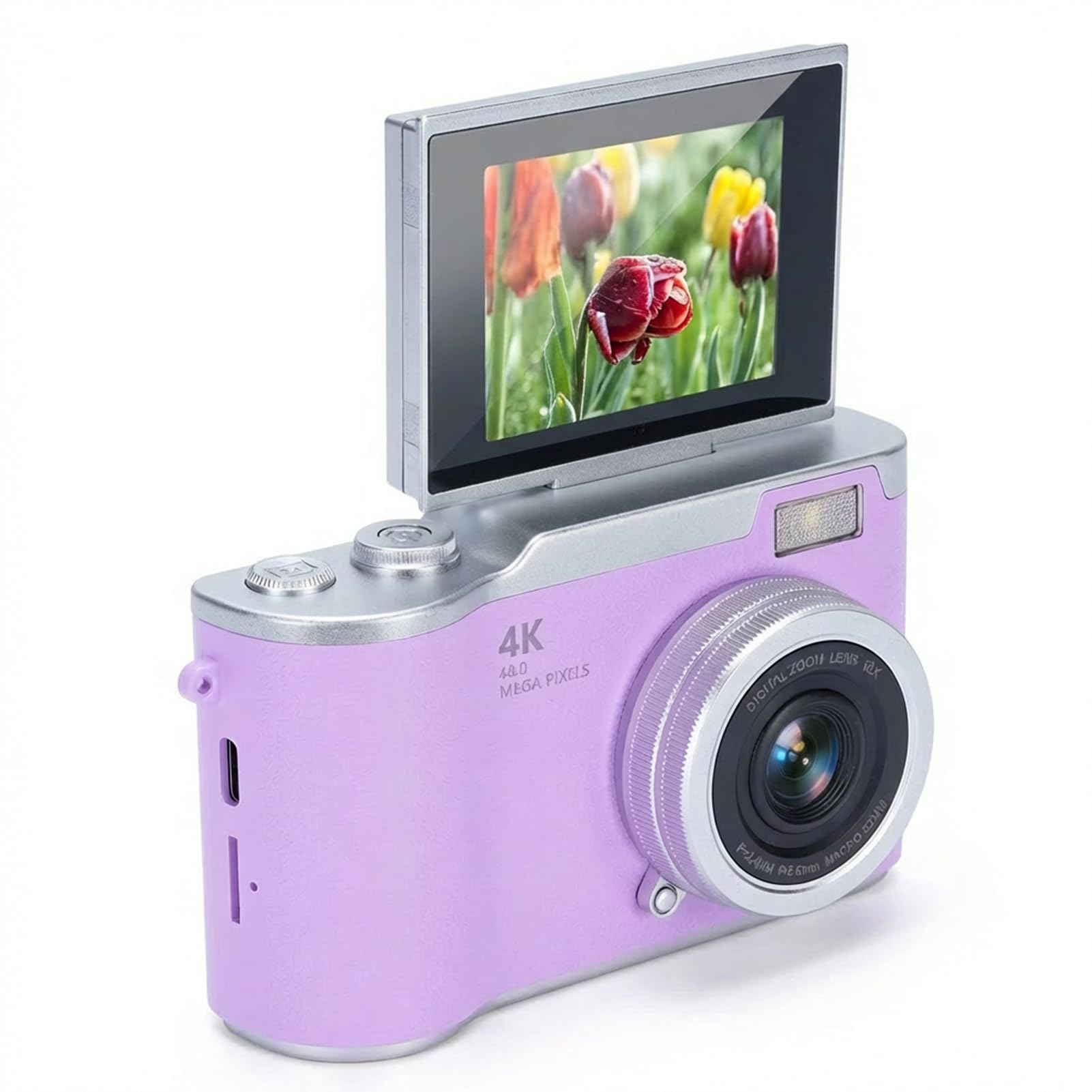 Denash Digital Camera, 48MP 18X Cameras for Photography with 2.4 Inch Flip Screen, 1080P Vlogging Camera with Flash (Purple)-picture-34