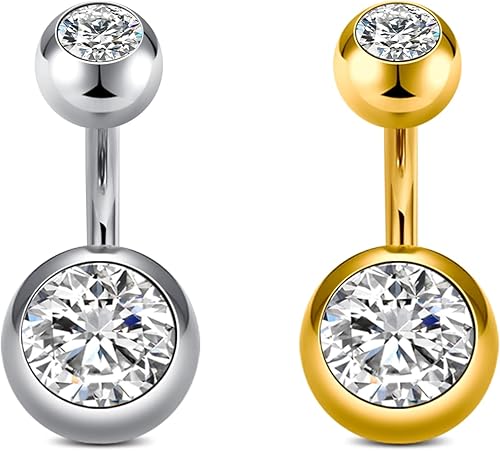 Longita Belly Button Ring Silver Gold Belly Rings Surgical Steel Belly Button Rings for Women Dangle Belly Button Rings Dangling Short Belly Button