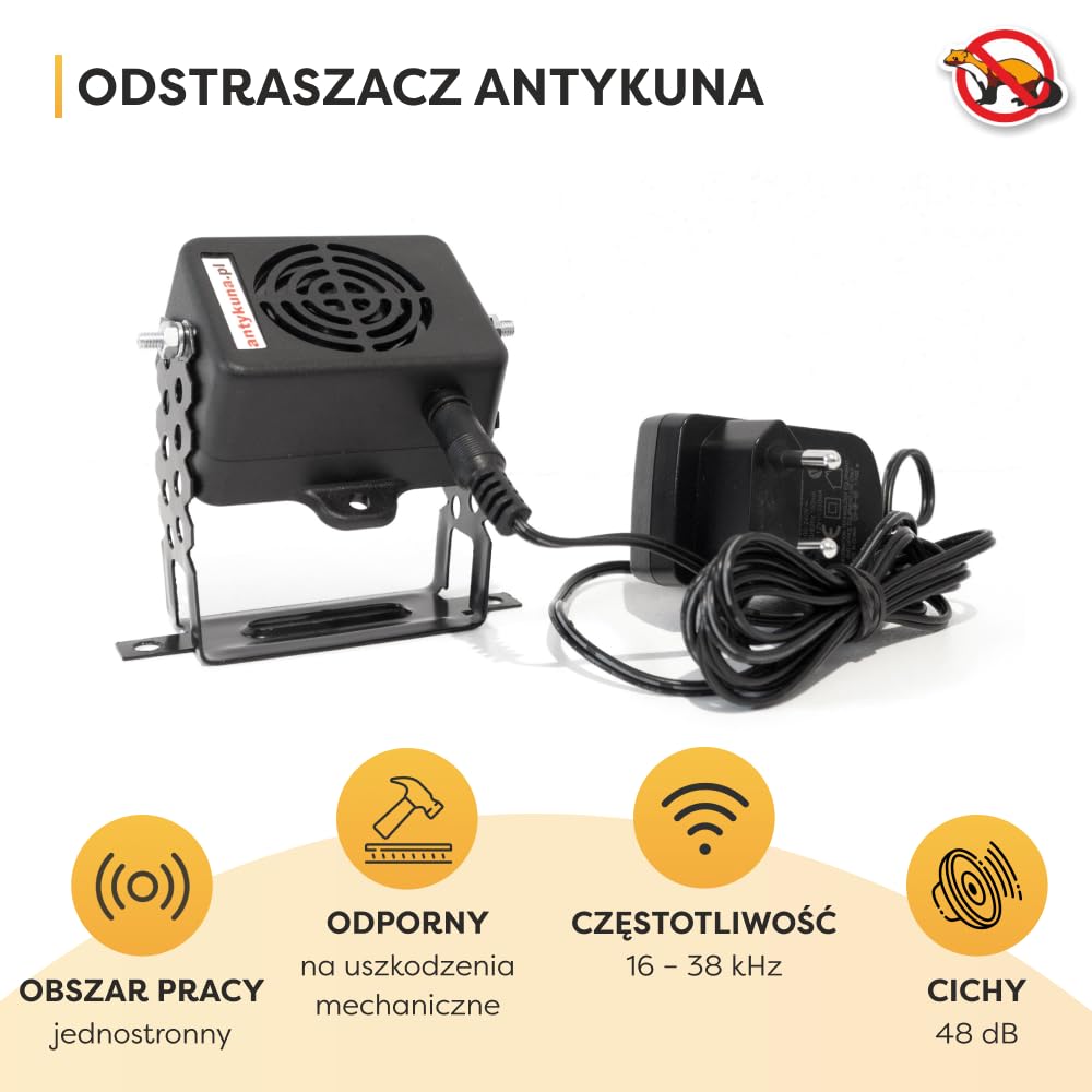 ANTYKUNA LIGHT&FLASH Cichy odstraszacz kun do domu 230V – ultradźwiękowy odstraszacz z diodami LED do strychu, poddasza i podbitki | zasięg do 8 m