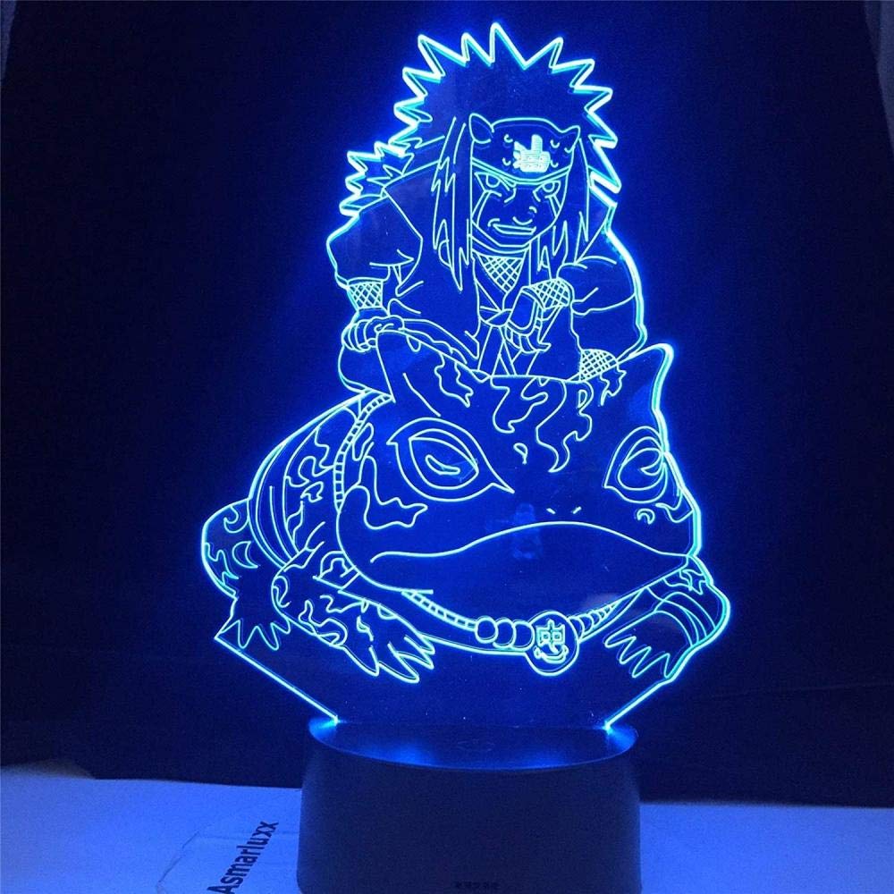 GEZHF 3D Optical Illusion Lamp Jiraiya Figure Manga LED 3D Night Light Decor Gift for Children Nursery Decoration Light Table 3D Lamp Bedside Table 7 Colours No Remote Control