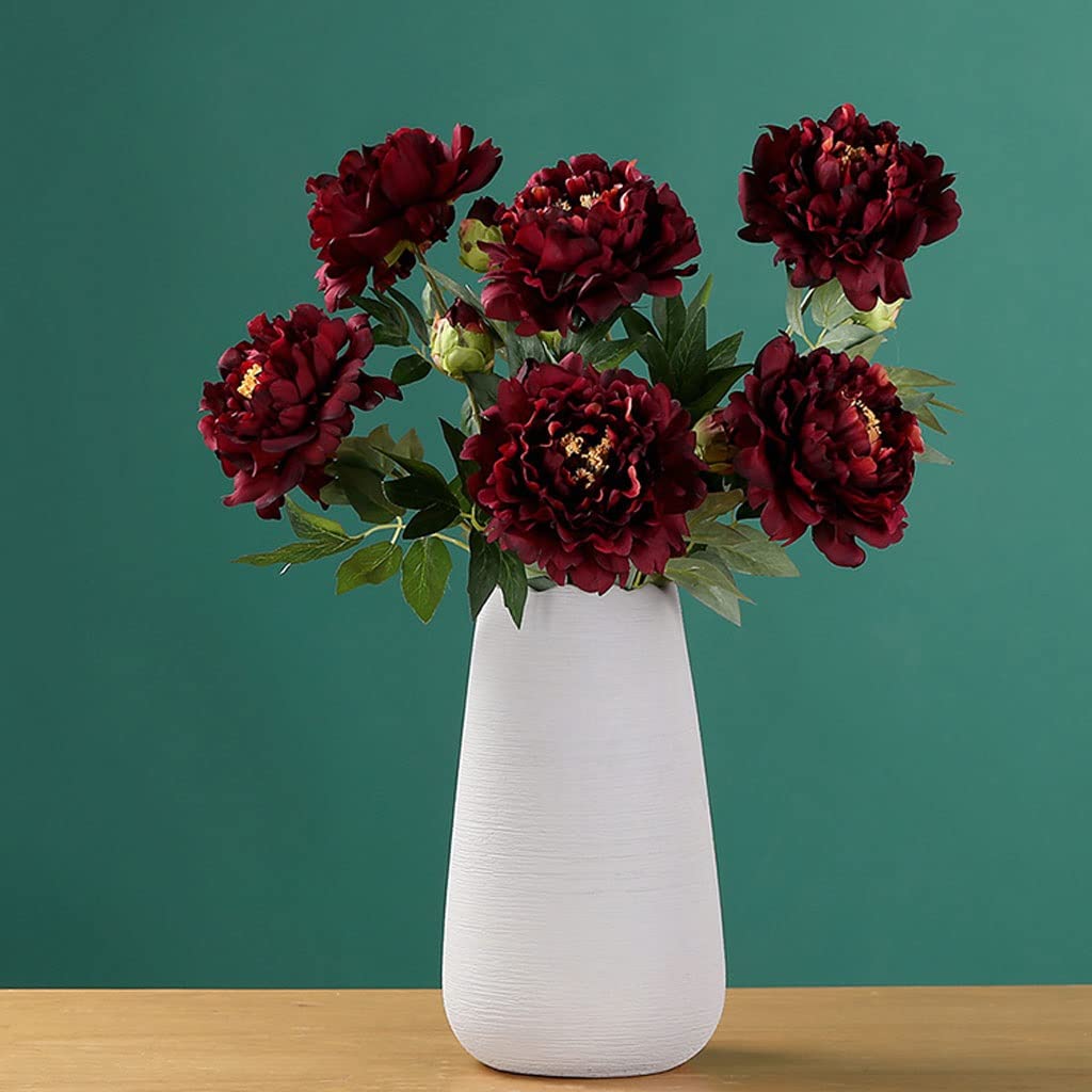 Künstliche Blumen Pfingstrose Künstliche Blumen Einfache 6 Köpfe Blumenstrauß mit High End Keramik Vase Set Hochzeit Party Braut Heimtischdekoration Künstliche Blumen wie Echt (Color : C)
