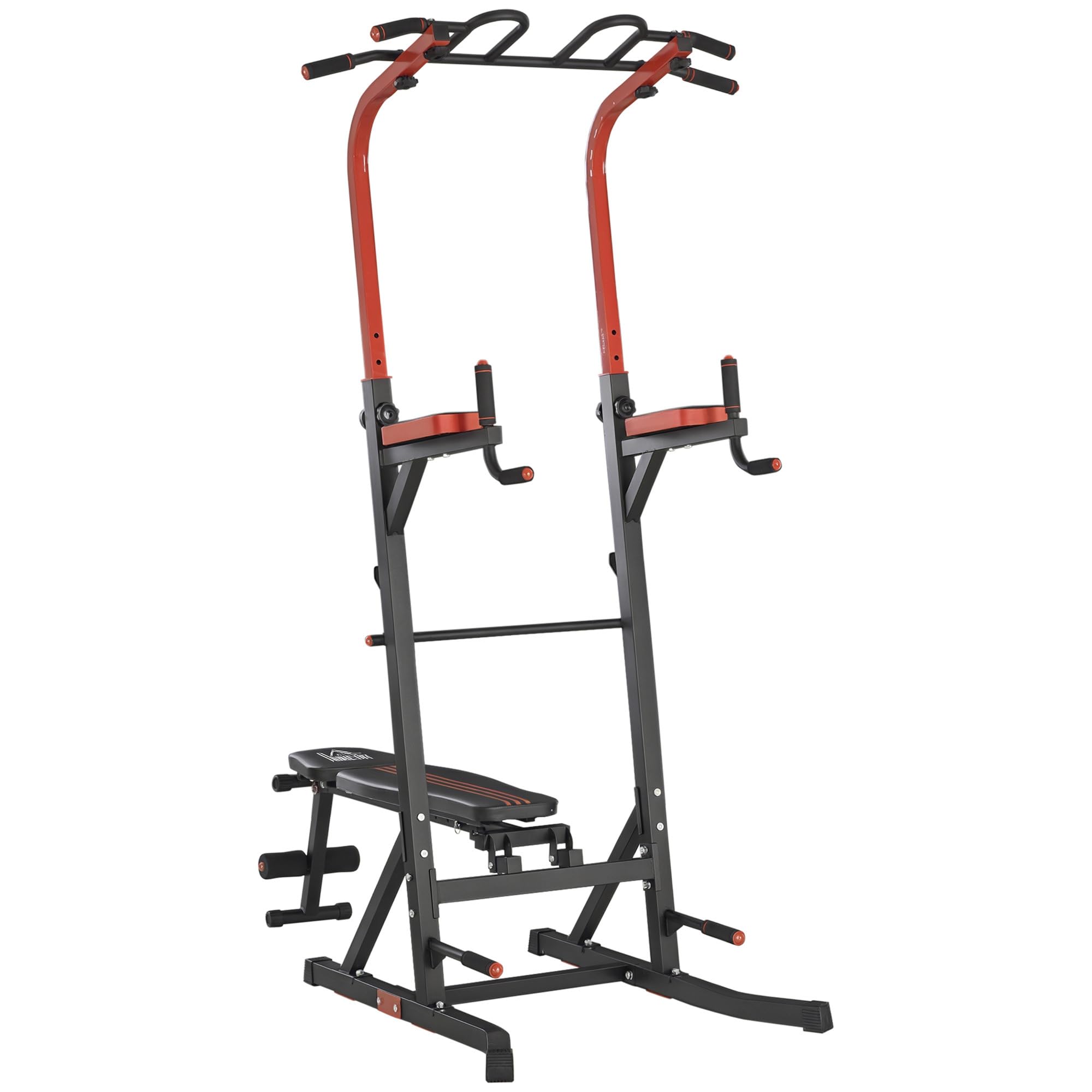 HOMCOM Estación de Musculación Aparatos de Gimnasia para Casa con Altura Ajustable y Respaldo Regulable en 5 Posiciones para Fitness Entrenamiento en Gimnasio Oficina Acero 108x178x202-238 cm Negro