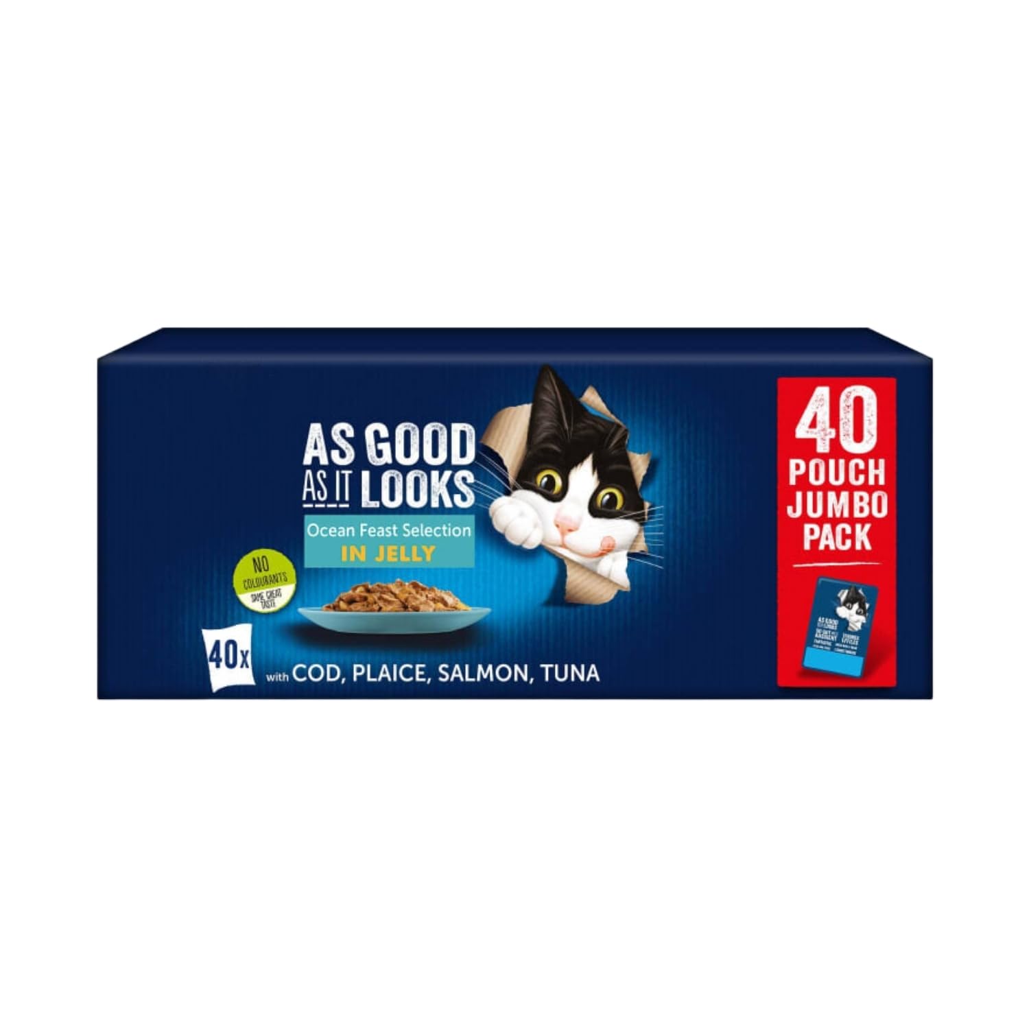 Fizporium Ocean Feasts Cat Food, Cat Food Ocean, Complete Food for Adult Cats, Fish Selection in Jelly, (40 Pouches)