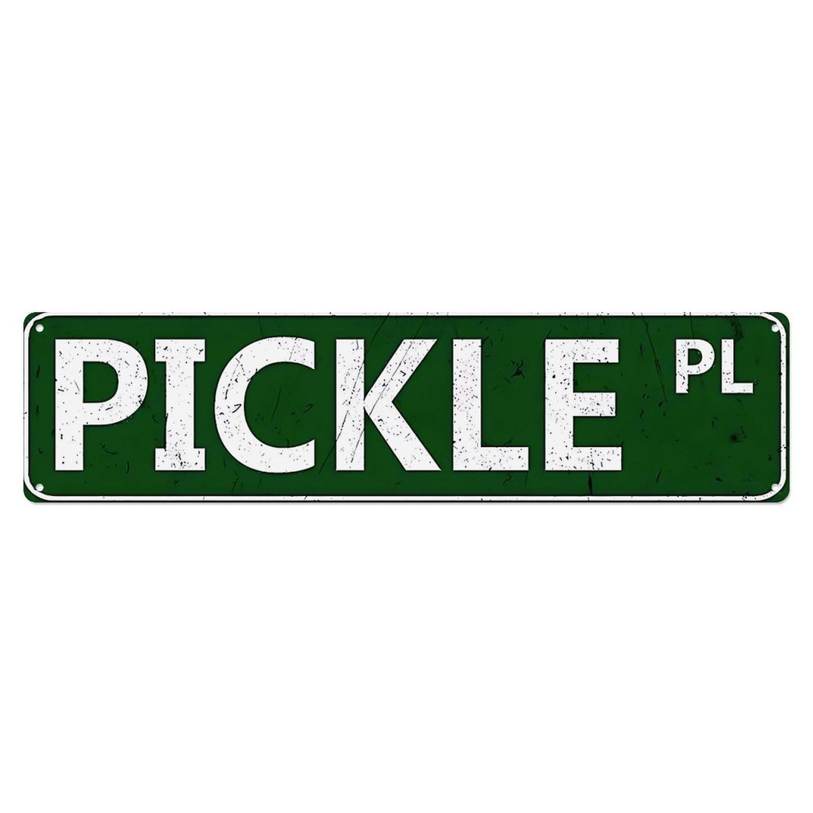 Ldfuieksufg Style Long Vintage Green Pickle Place Street Metal Wall Sign Vintage Aluminium Metal Sign, Retro Wall Decor For Home, Bar, Garage & Farmhouse 10 * 40Cm