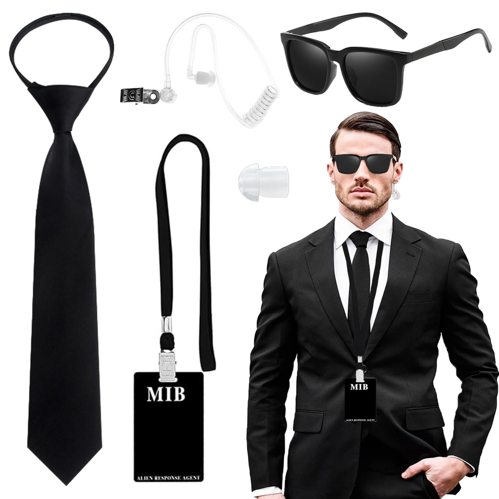 Kodepro 4 Pcs Agent Costume Accessories Set